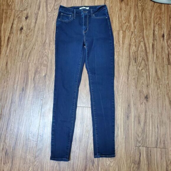 Levi's Womens 721 High Rise Skinny Stretch Jeans Dark Blue Denim Size 26 24"X28" - Picture 1 of 8